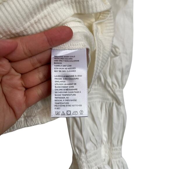 Urban Outfitters Rozi Blouse White Puff Flare Sleeve White Peasant Prairie Top - Picture 7 of 8